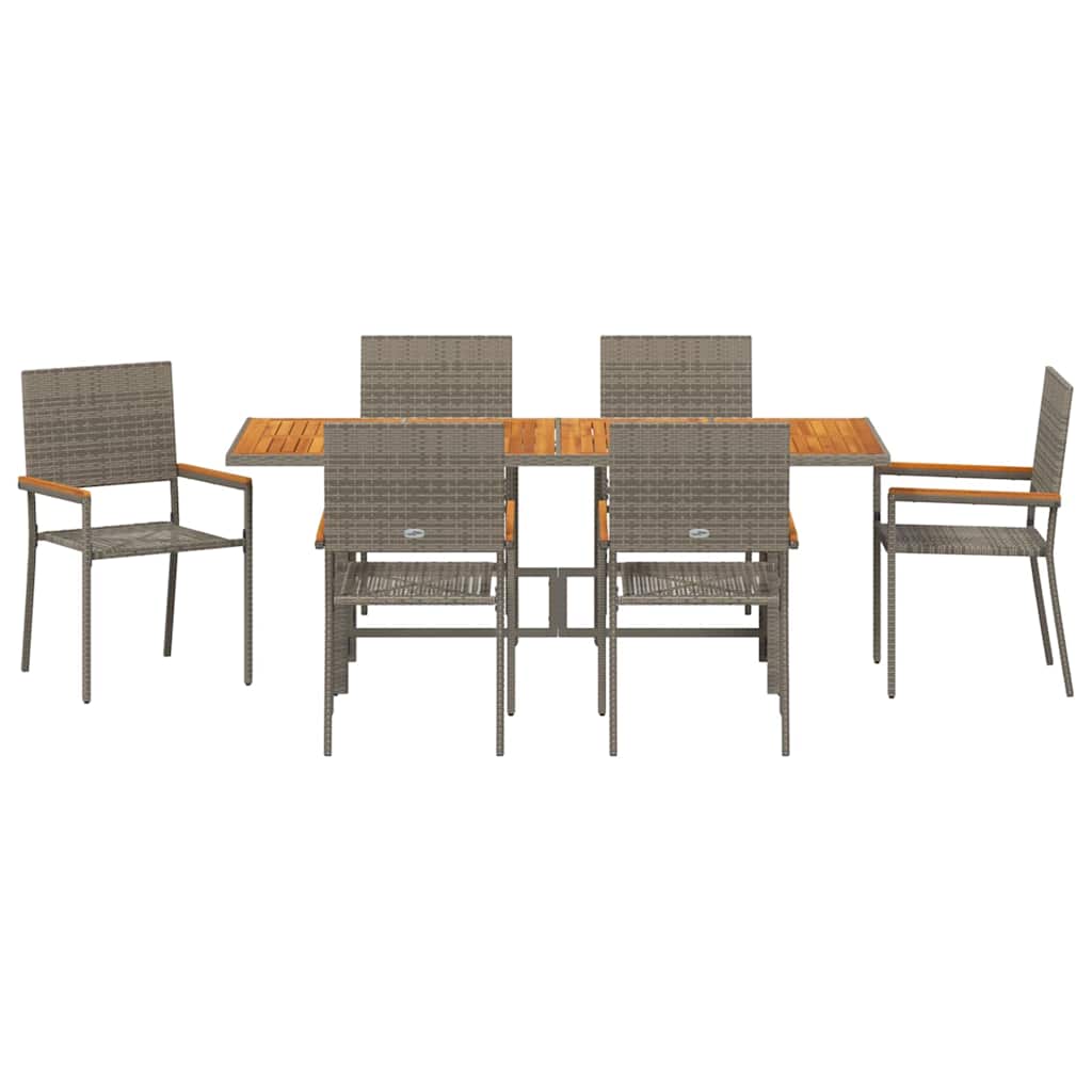 Garden Dining Set 7 pcs Grey 190 x 80 x 75 cm Poly Rattan